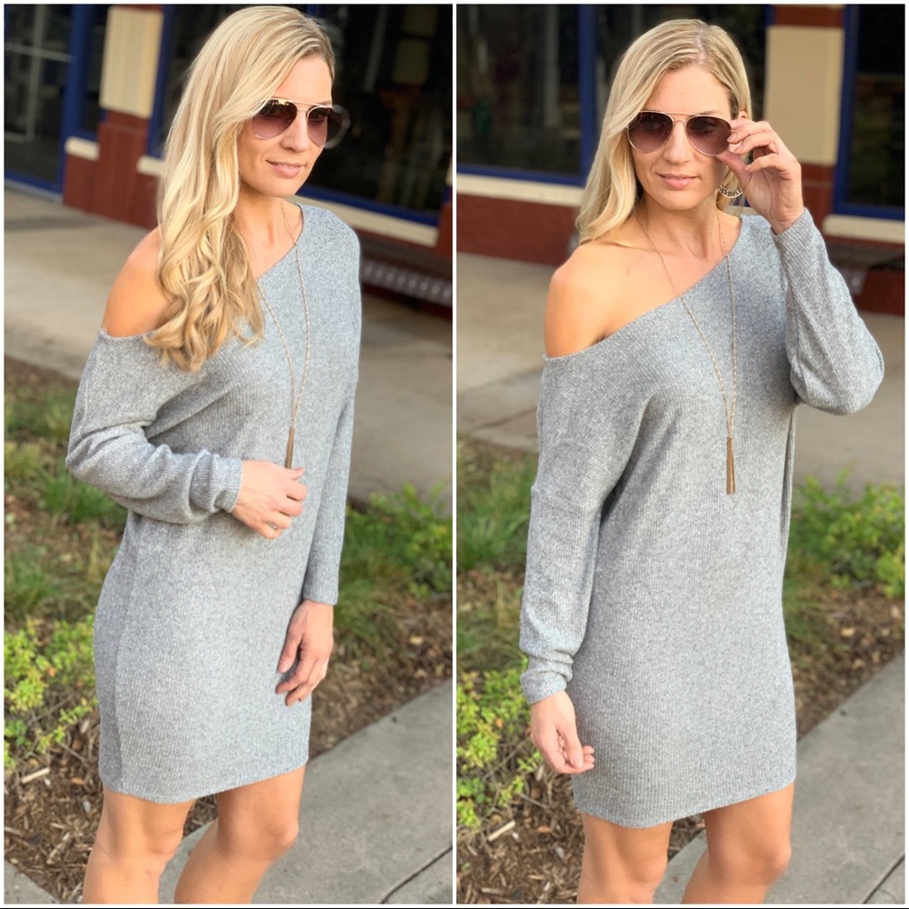 ✨LAST ONE✨Grey slouchy ribbed sweater dress - Picture 3 of 6
